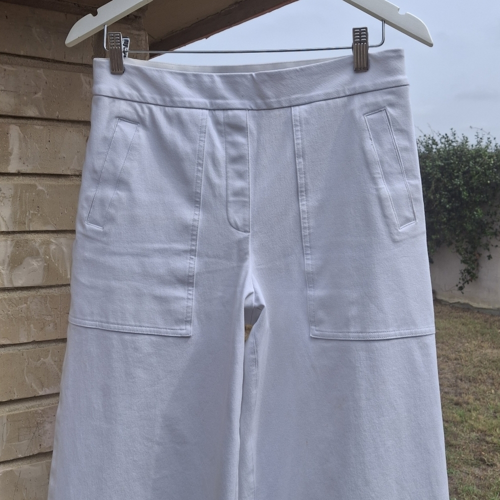 SPANX On-the-Go #20479R Cropped Wide Leg Pull-On White Pants Women Size Medium - Picture 4 of 16